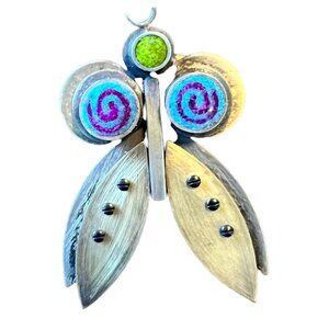 Michele Friedman Wool Felt Sterling Dragonfly Artisan Art To Wear Brooch
